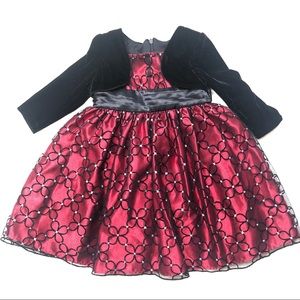 Love | Red and Black Velvet Holiday Sparkle Dress